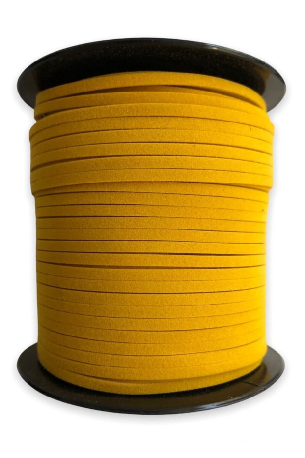 Suede Leather Strip Rope, 3mm - Yellow Color, Rosary, Bracelet, Necklace Rope (3 Meters)