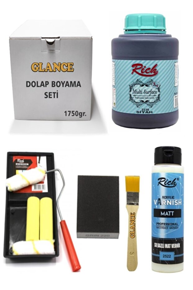 Dolap Boyama Seti Multi Surface 1750 Gr Siyah - Mat Vernik Set-2 - 1