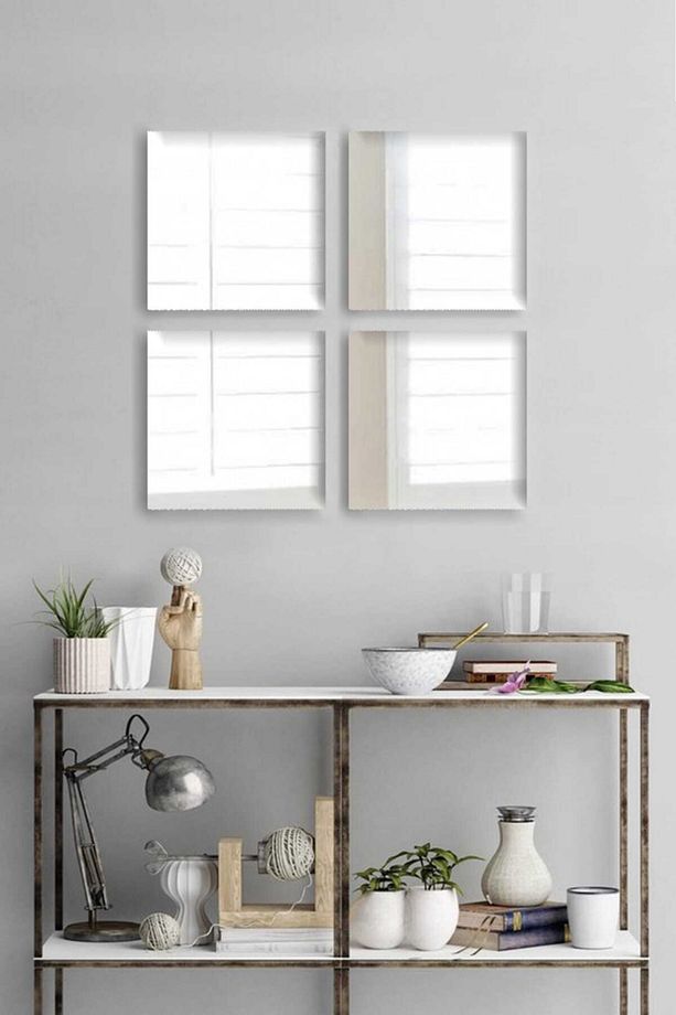 4 Parça 30x30CM Antre Hol Koridor Duvar Salon Mutfak Banyo Wc Ofis Çocuk Yatak Odası Set Ayna - 3
