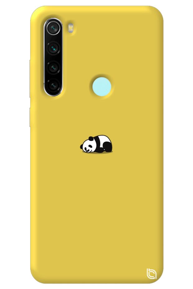 Xiaomi Redmi Note 8 Yellow Color Premium Velvet Panda Patterned Silicone Phone Case