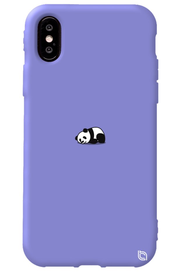 iPhone XS Lilac Color Premium Compatible Panda Patterned Silicone Phone Case