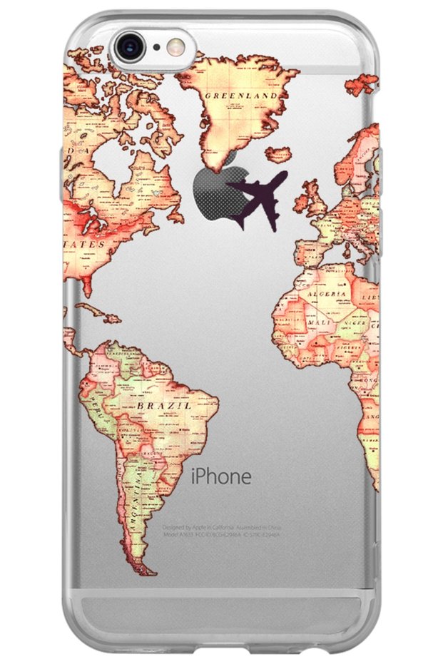 iPhone 6 Plus World Map Pattern Patterned Transparent Silicone Phone Case