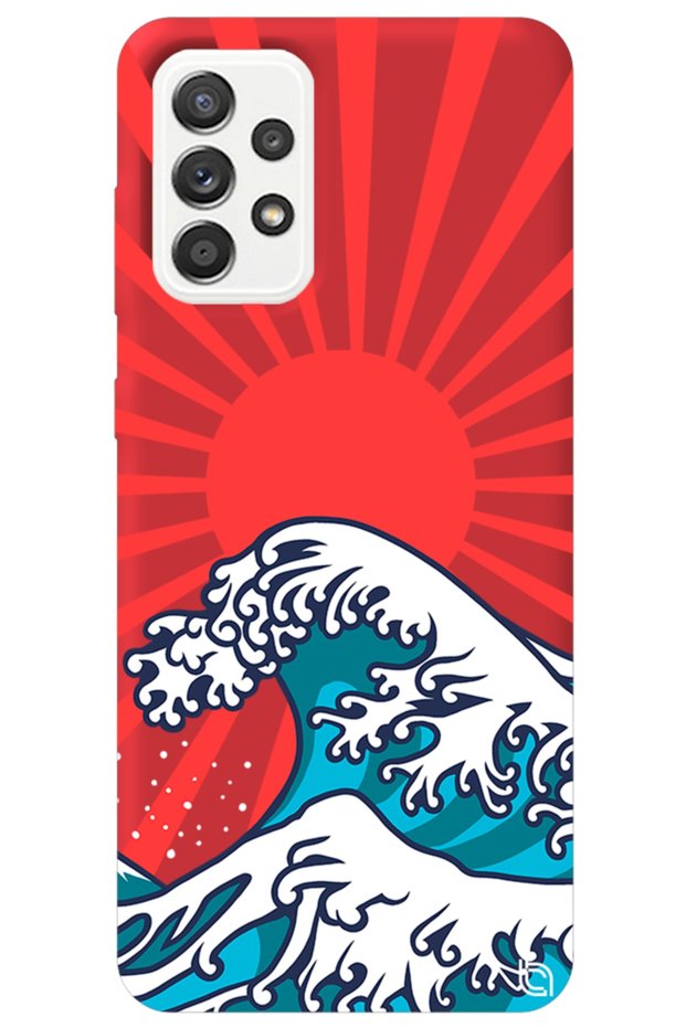 Samsung Galaxy A72 Red Color Premium Velvet Japanese Patterned Silicone Phone Case
