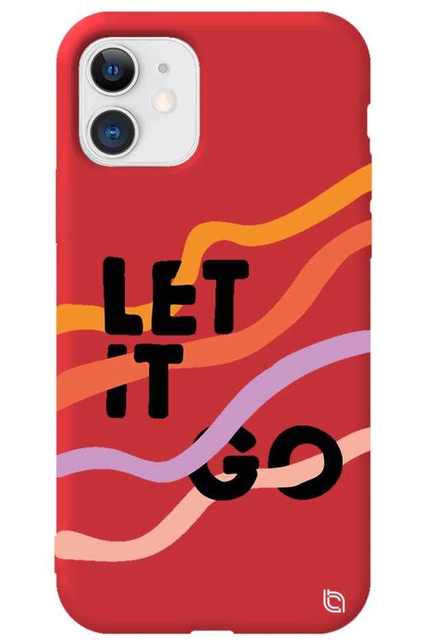 iPhone 11 Red Color Premium Velvet Inside Let It Go Patterned Silicone Phone Case