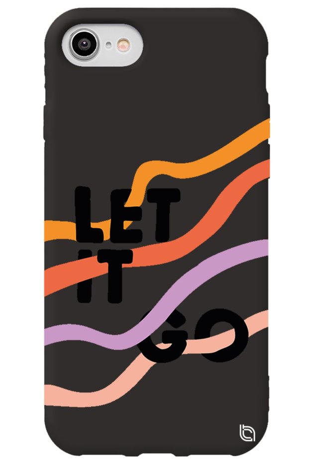 iPhone 8 Black Color Premium Velvet Inside Let It Go Patterned Silicone Phone Case