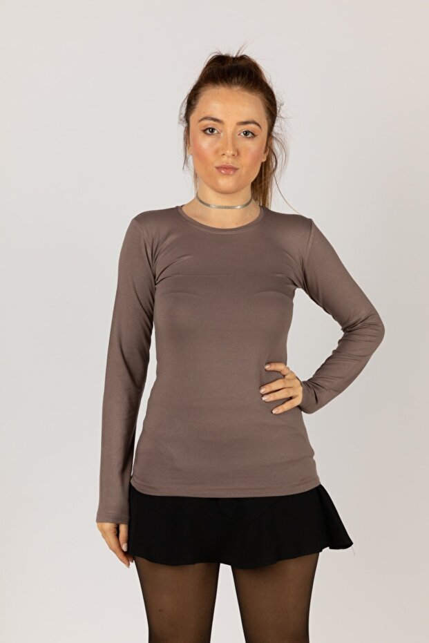 Round Neck Women's Long Sleeve Lycra Bodysuit