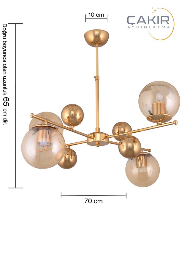 Salkım 4 Lü Top Bal Camlı Gold Sarı Sarkıt Çakır Avize - 3