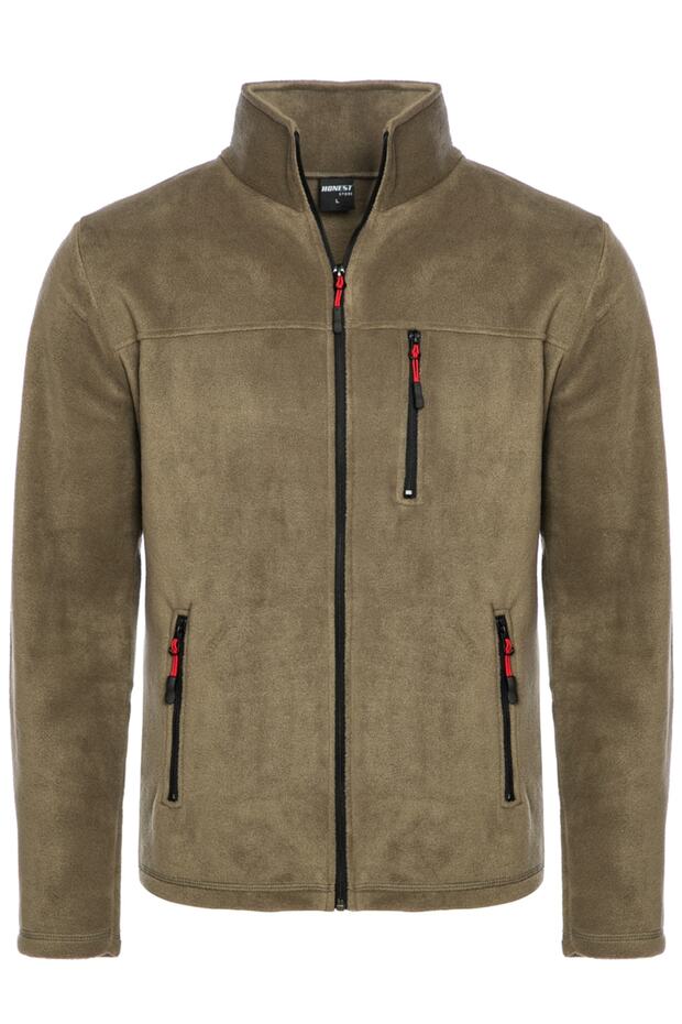 Men's Full Zip 3-Pocket Green Fleece
