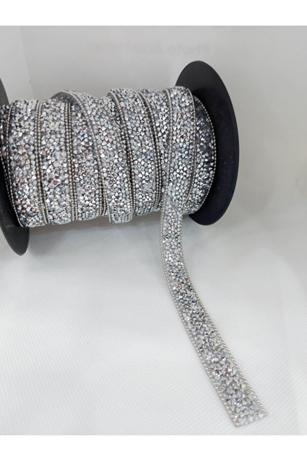 Silver Color Beaded Edge Adhesive Strip Applique with Iron