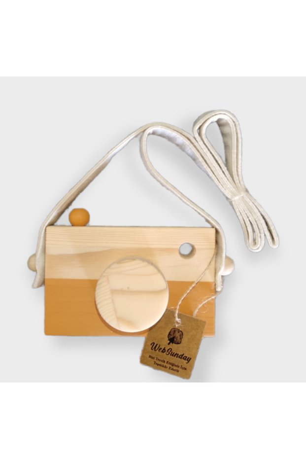 Wooden Waldorf Photo Camera, Educational Baby Camera Toy 2 3 4 5 6 Years Old Boy Girl-mustard