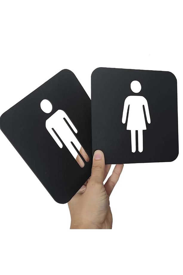 Wc Tuvalet Tabelası Banyo Kadın Erkek Takım Kapı Duvar Yönlendirme Levhası Ahşap Lazer Kesim - 7