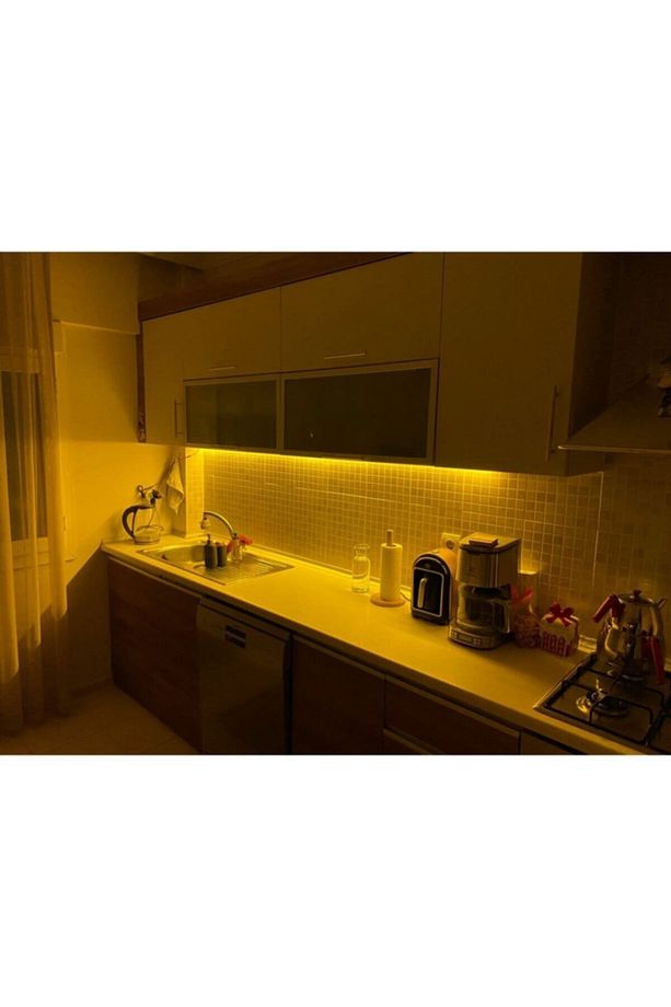 Mutfak Tezgah Üstü Için 1 Mt Amber Şerit Led +12v Adaptör Tak Çalıştır Aç Kapa Anahtar 3 Çip 1 Metre - 1
