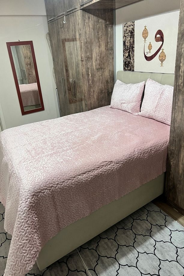 Kadife Pike Takımı Ve Yatak Örtüsü - Kapitone Pike Takımı Yatak Örtüsü Çift Kişilik 250x260 - 2