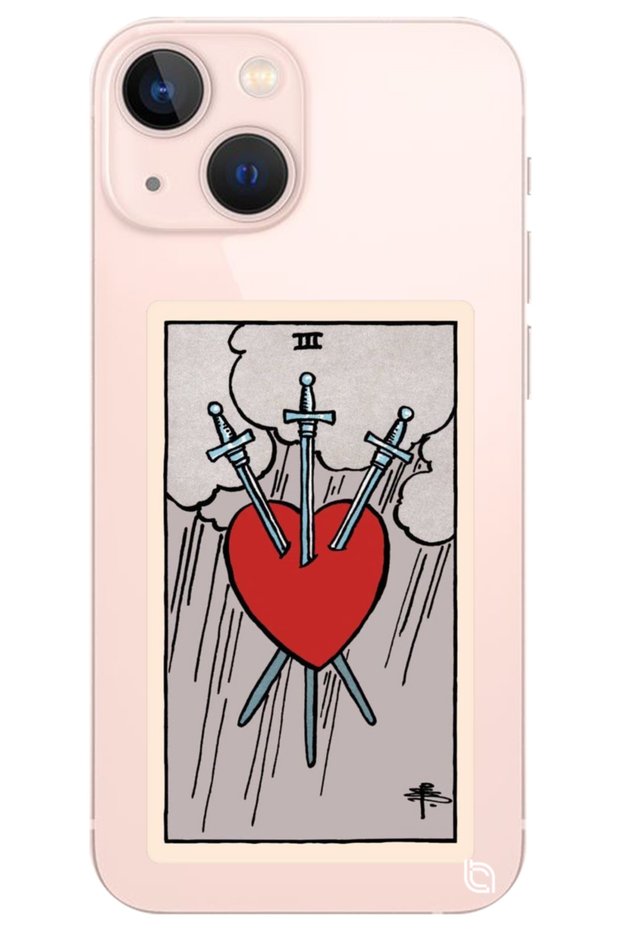 iPhone 13 Tarot Heart Pattern Patterned Transparent Silicone Phone Case