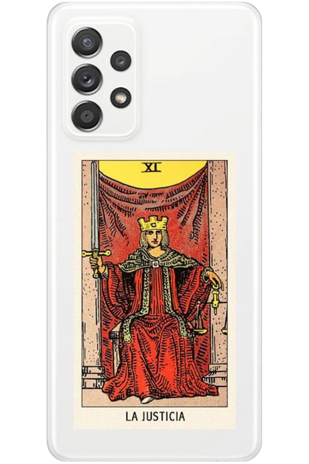 Transparent Silicone Phone Case with Pattern for Samsung A72 Tarot Justice