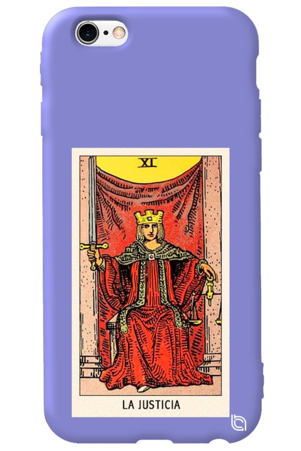 iPhone 6 6S Lilac Color Premium Velvet Inside Tarot Justice Patterned Silicone Phone Case