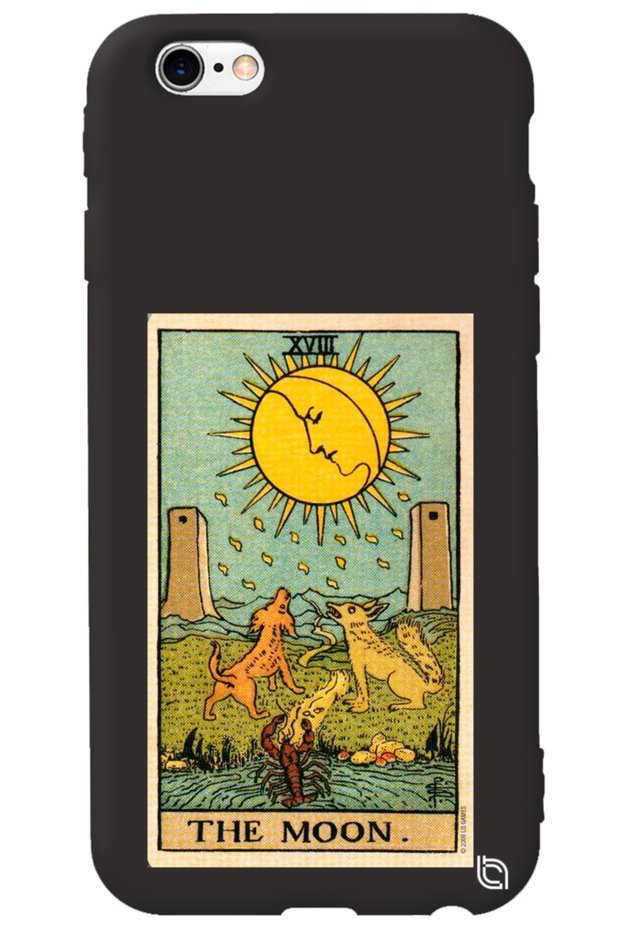 iPhone 6 6S Black Premium Velvet Inside Tarot Moon Patterned Silicone Phone Case