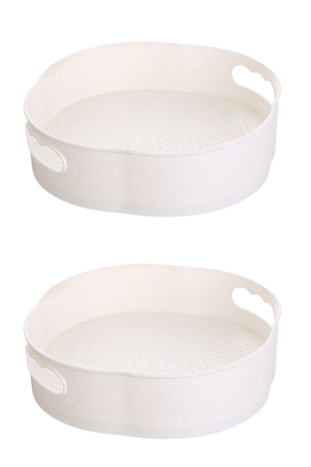 2 Pieces 360 Degree Rotatable Round Tray Formed Presentation and Service Organizer Table - 1