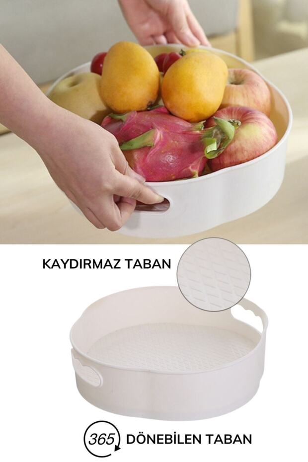 2 Pieces 360 Degree Rotatable Round Tray Formed Presentation and Service Organizer Table - 2