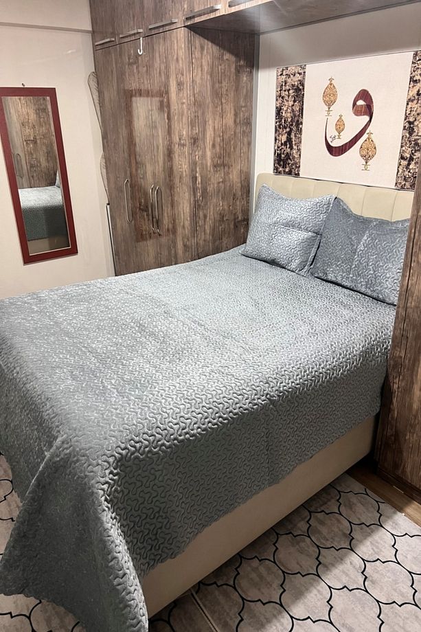 Kadife Pike Takımı Ve Yatak Örtüsü - Kapitone Pike Takımı Yatak Örtüsü Çift Kişilik 250x260 - 2
