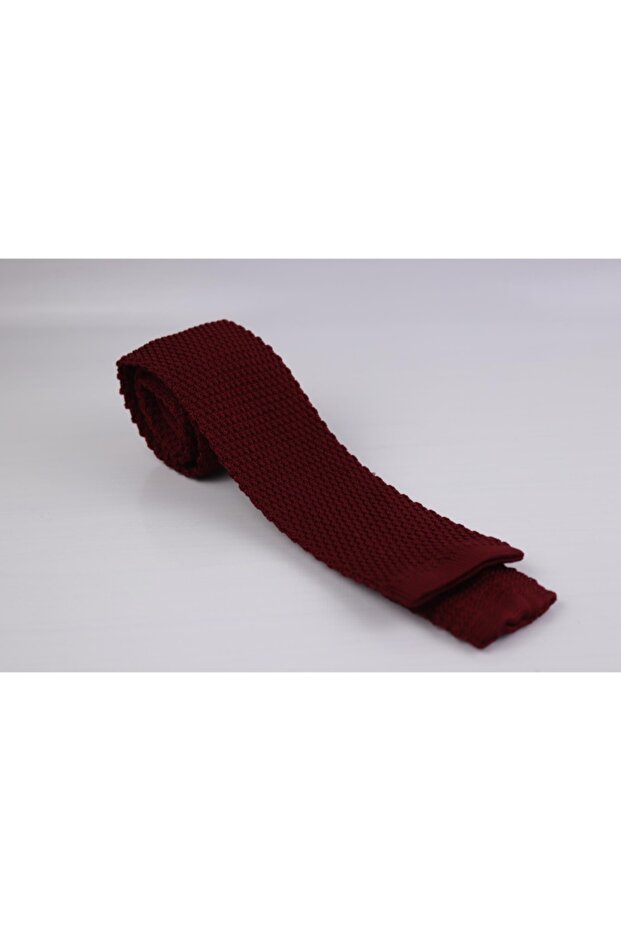 Patterned Knitted Tie Red - 2