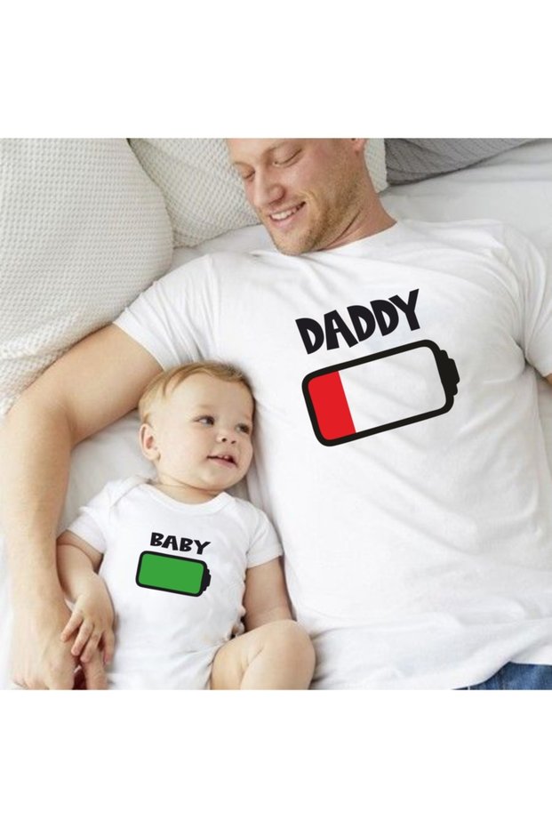 Battery Design White Tshirt Bodysuit (This is a single product, add 2 pieces to the cart to make a combination)