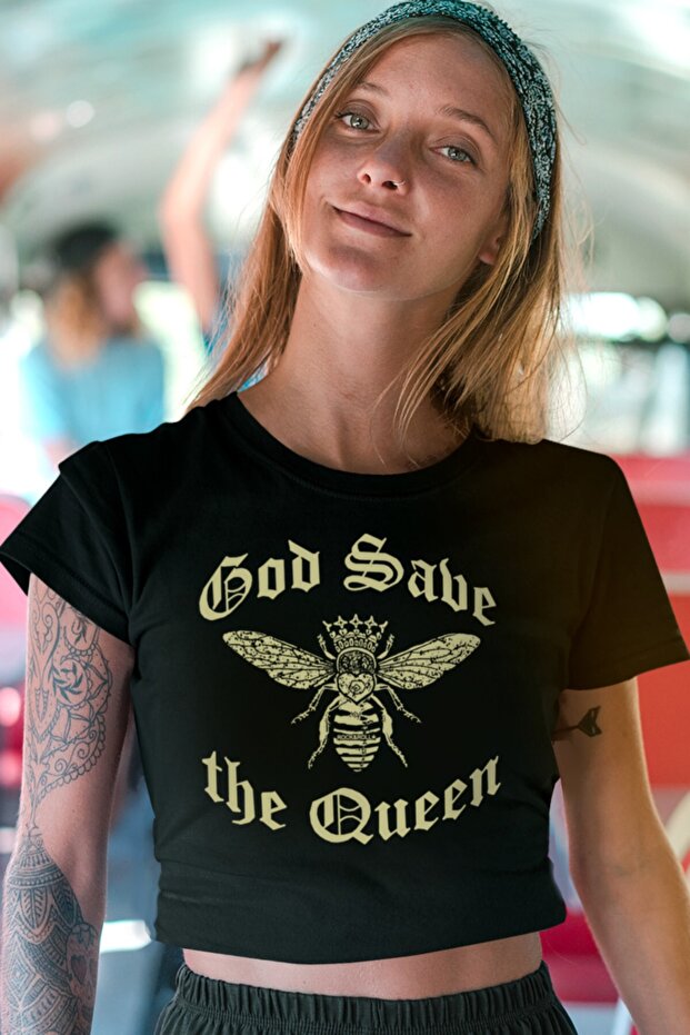Queen Bee Black Short Crop Top T-Shirt