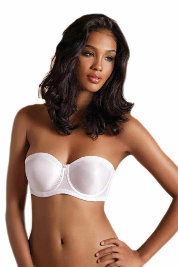Women's White Strapless Underwire Gathering Bra Elf568yn New Season