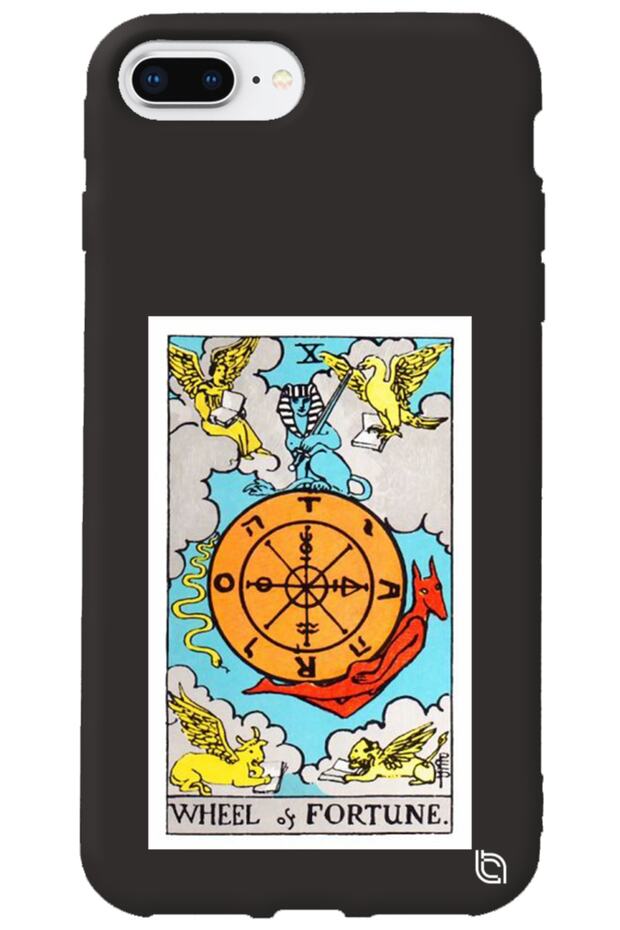 iPhone 7 Plus Black Premium Velvet Inside Tarot Fate Patterned Silicone Phone Case