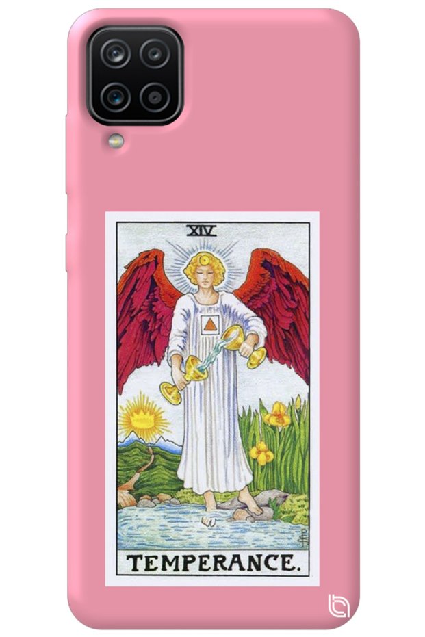 Samdengeg Galaxy A12 Pink Premium Inside Velvet Tarot Balance Patterned Silicone Phone Case