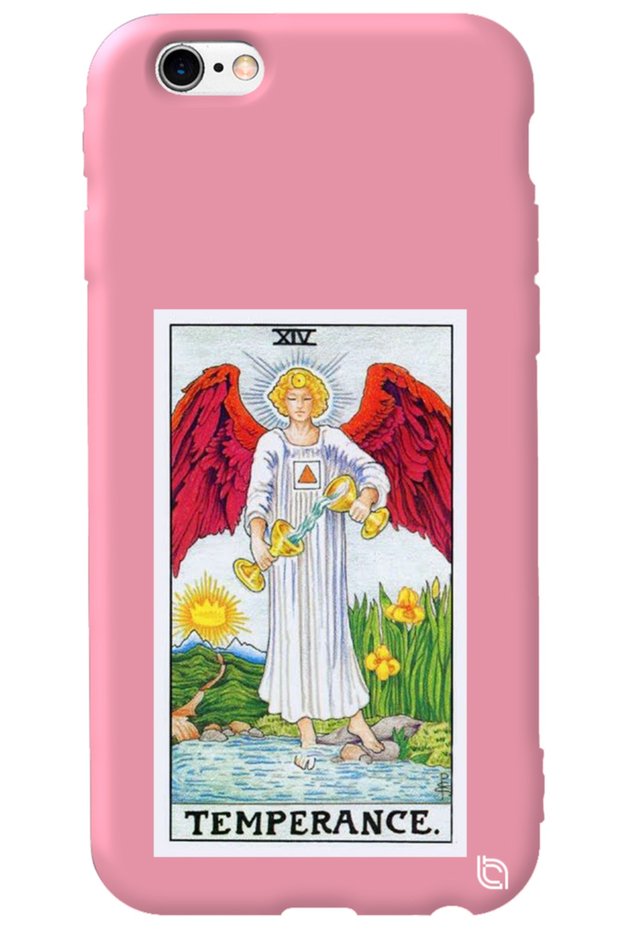 iPhone 6 Plus Pink Premium Velvet Inside Tarot Balance Patterned Silicone Phone Case