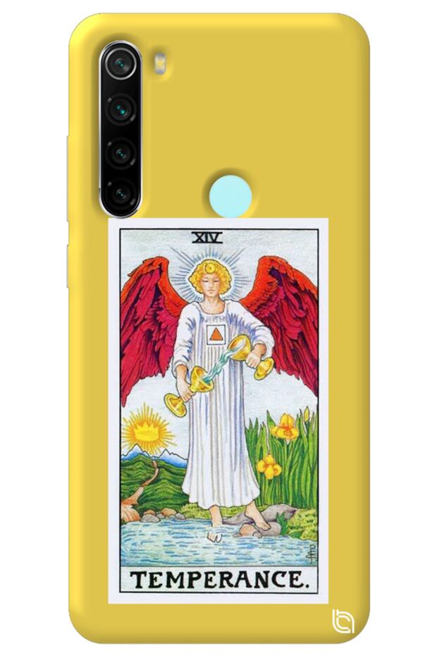 Xiaomi Redmi Note 8 Yellow Premium Velvet Inside Tarot Balance Patterned Silicone Phone Case