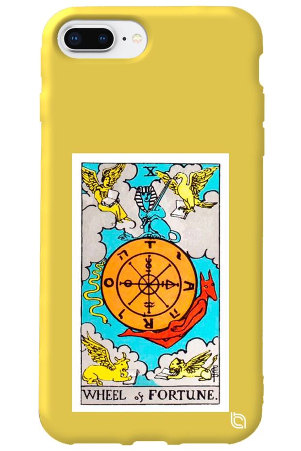 iPhone 7 Plus Yellow Premium Velvet Inside Tarot Fate Patterned Silicone Phone Case
