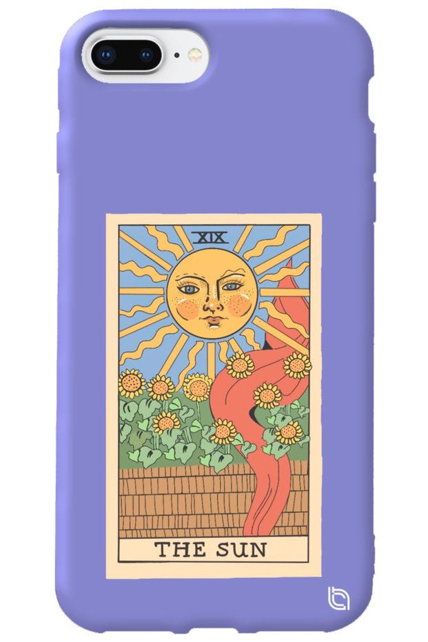 iPhone 8 Plus Lilac Premium Velvet Inside Tarot Sun Patterned Silicone Phone Case