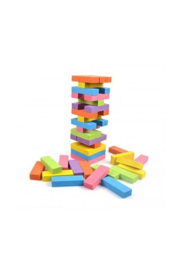 Wooden Jenga 54 Piece Balance And Skill Game Colorful Jenga Wooden Colorful Balance Blocks