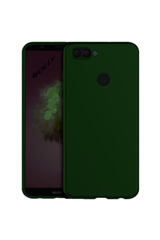جراب سيليكون غير لامع متوافق مع هاتف Huawei P Smart 2018 باللون الأخضر الداكن