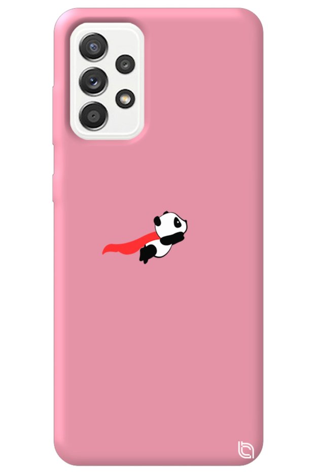 Samsung Galaxy A72 Pink Color Premium Velvet Panda Patterned Silicone Phone Case