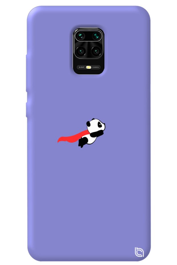 Xiaomi Redmi Note 9 Pro Lilac Color Premium Velvet Panda Patterned Silicone Phone Case