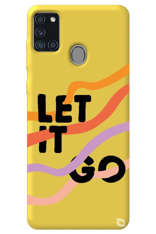 Samsung A21S Yellow Color Premium Velvet Inside Let It Go Patterned Silicone Phone Case