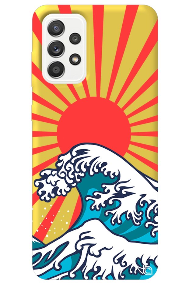 Samsung Galaxy A72 Yellow Color Premium Velvet Japanese Patterned Silicone Phone Case