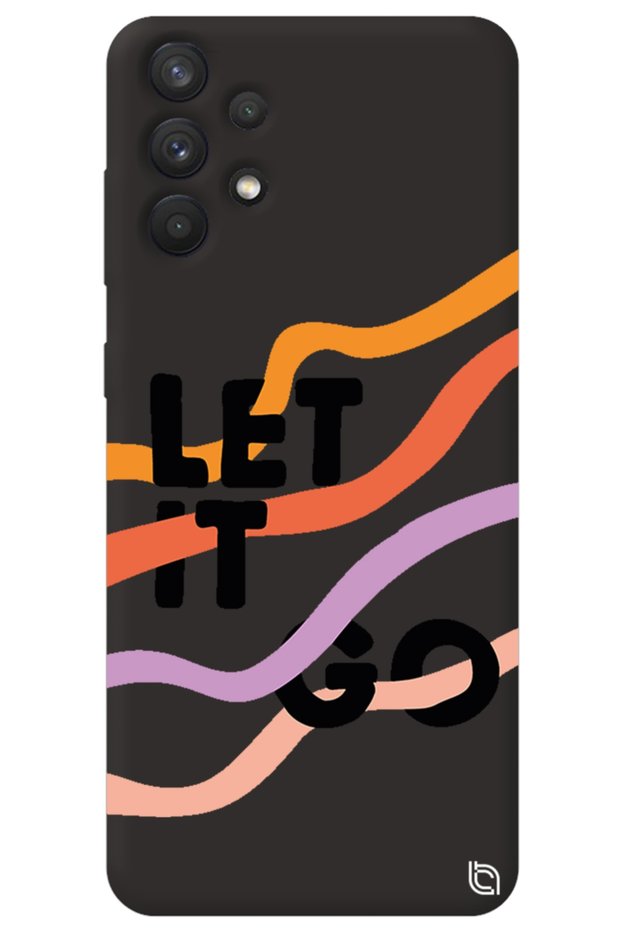 Samsung A32 Black Color Premium Velvet Inside Let It Go Patterned Silicone Phone Case