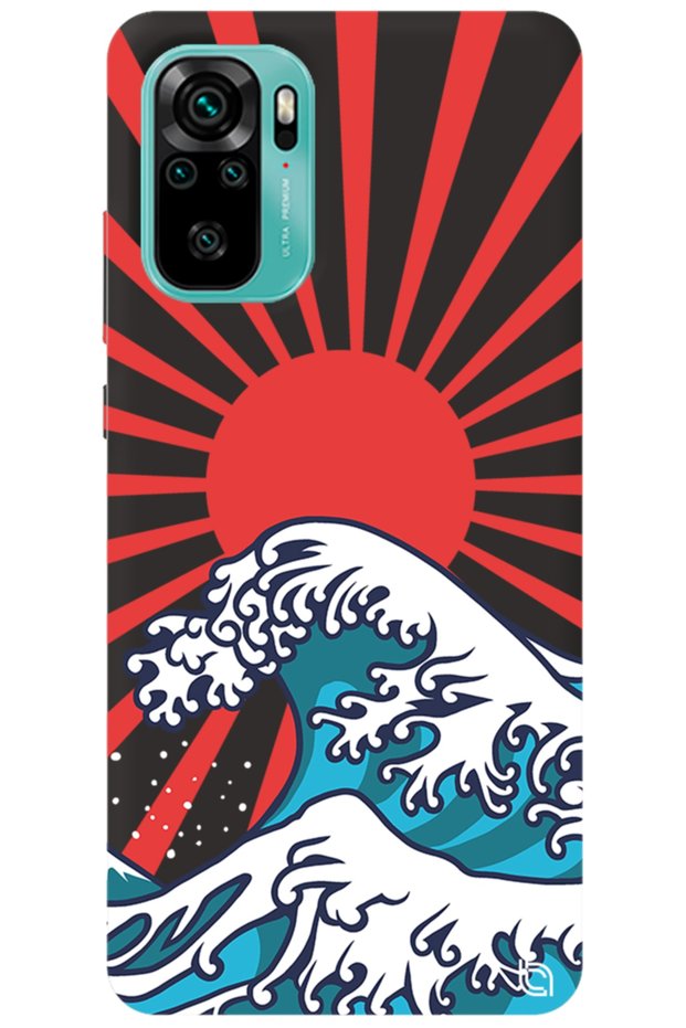 Xiaomi Redmi Note 10S Black Color Premium Velvet Japanese Patterned Silicone Phone Case