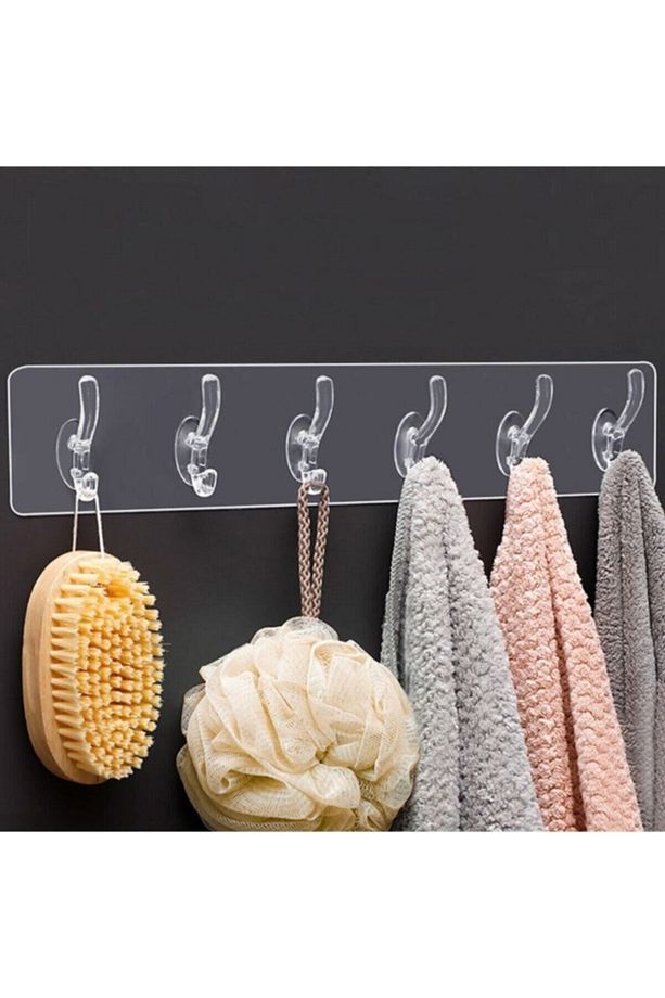 5'li 29*7 Şeffaf Güçlü Kendinden Yapışkanlı Kapı Duvar Askısı Ağır Yük Taşıma - 1