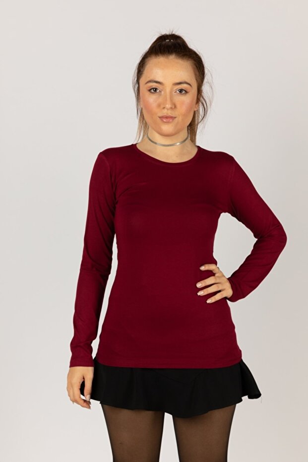Round Neck Women's Long Sleeve Lycra Body