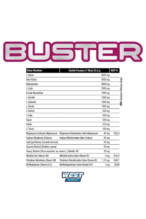 Buster Preworkout Beta Alanin L-sitrulin Saşe 10 Adet - 2