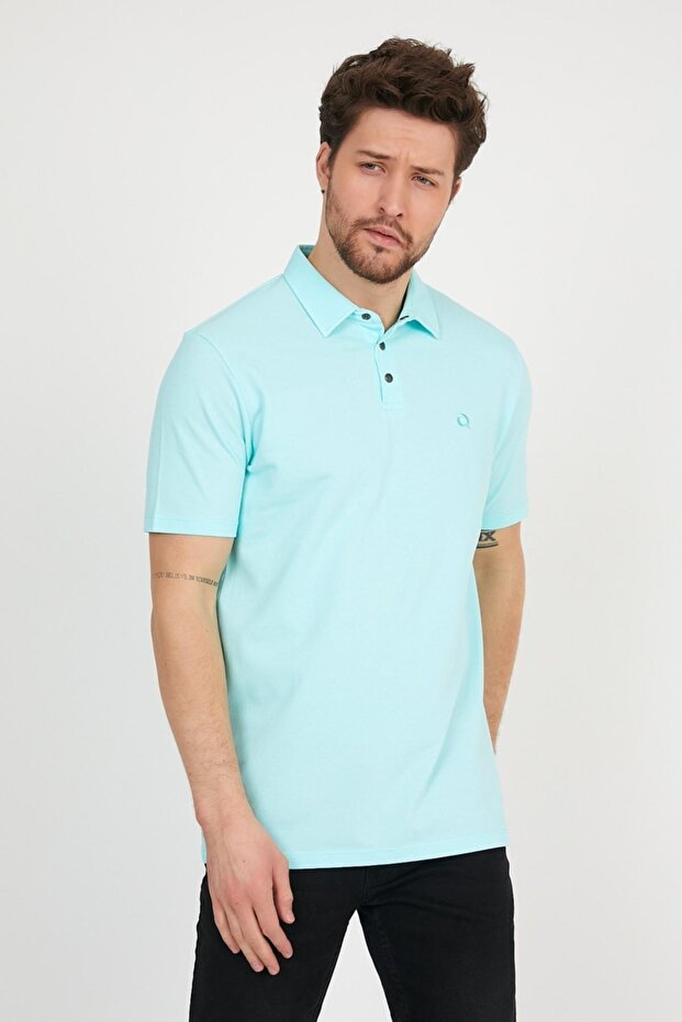 Ανδρικό μπλουζάκι Basic Polo Collar Plain Comfort - 1
