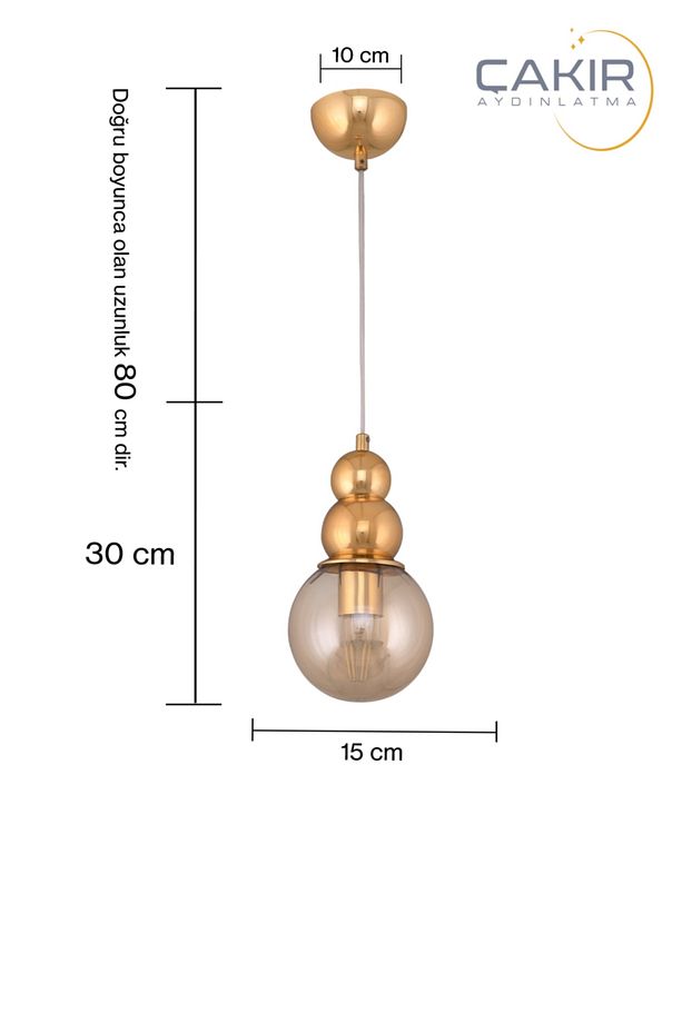 Salkım Tekli Bal Camlı Gold( Sarı ) Sarkıt Çakır Avize - 2
