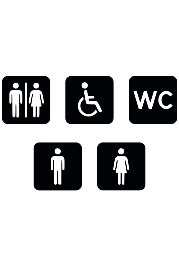 Wc Tuvalet Tabelası Banyo Kadın Erkek Takım Kapı Duvar Yönlendirme Levhası Ahşap Lazer Kesim - 1
