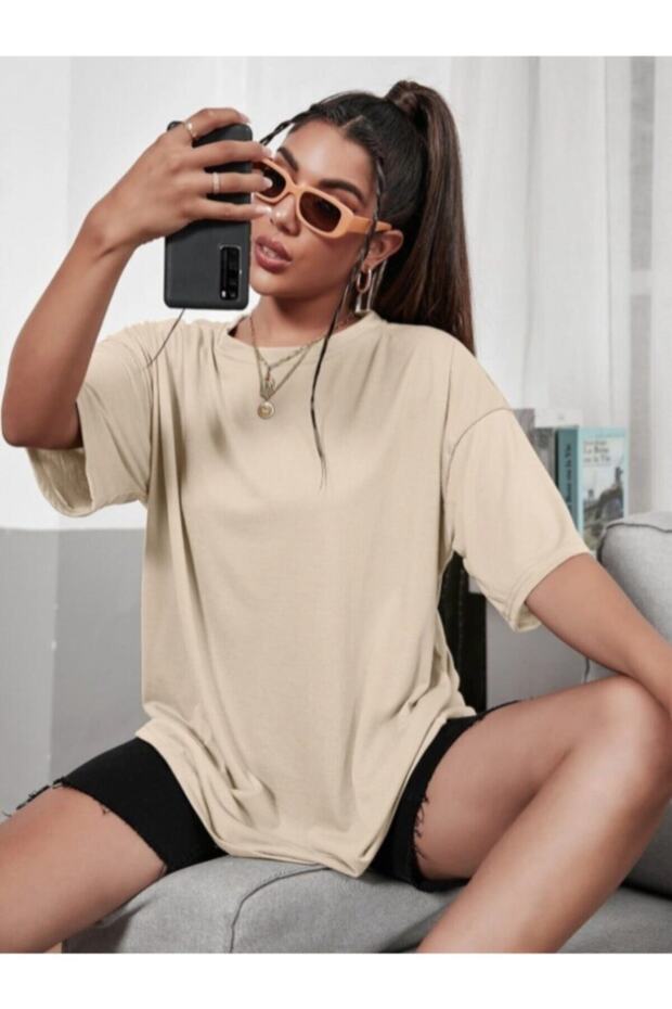 Tricou Basic Camel Oversize - 1