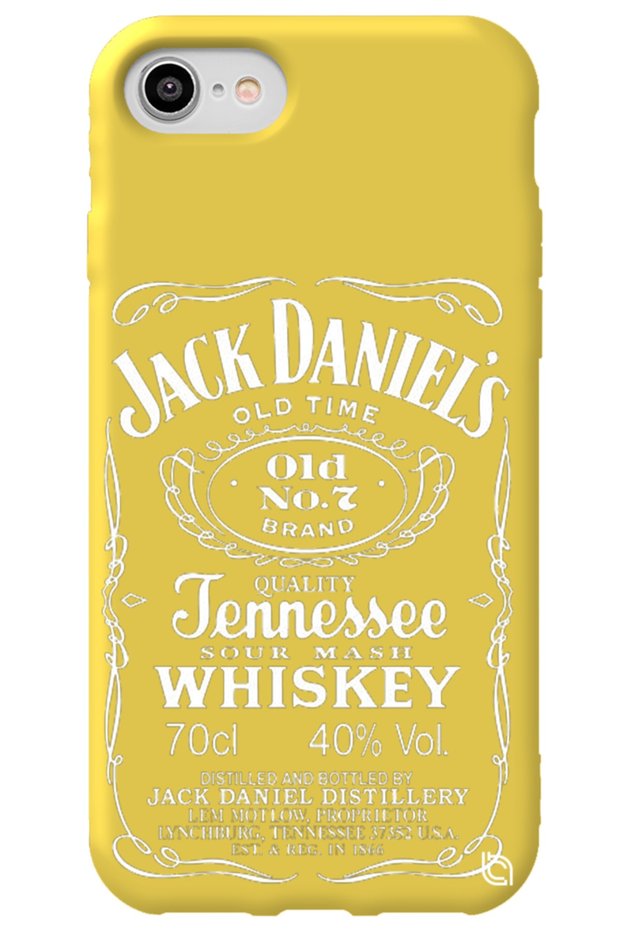 iPhone 8 Yellow Color Premium Velvet Inside Whiskey Patterned Silicone Phone Case